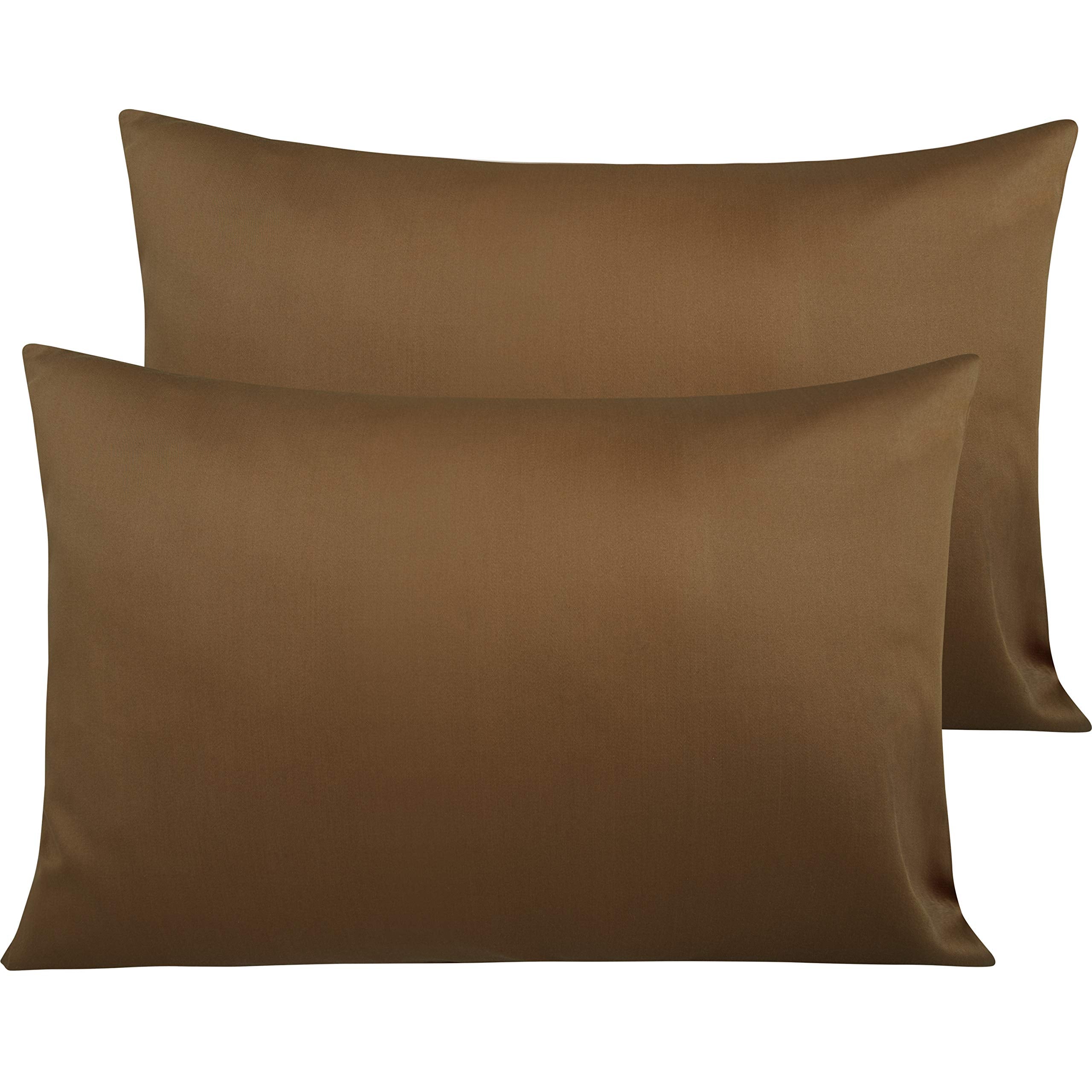 Ntbay 500 Thread Count 100% Egyptian Cotton Queen Pillowcases, Super Soft And Breathable Envelope Closure Pillow Cases, 20X30 Inches, Brown